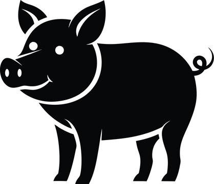 recommend clip art: Pig graphic icon. Png black silhouette isolated on white background. Vector illustration graphic design 