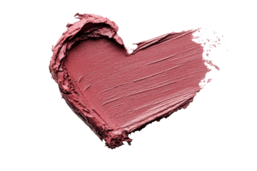 Rose heart shape created with textured lipstick brushstrokes isolated on transparent background