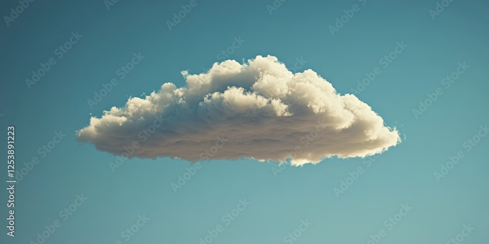 Poster a cloud floating in the sky with a plane flying in the distance