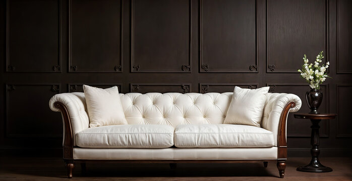 Modern sofa with dark background