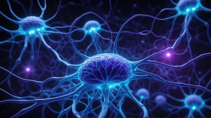 Bio-Cybernetic Neural Web Seamless Texture with Glowing Synapses