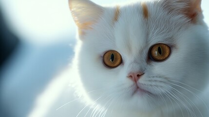 Adorable White Cat with Orange Eyes