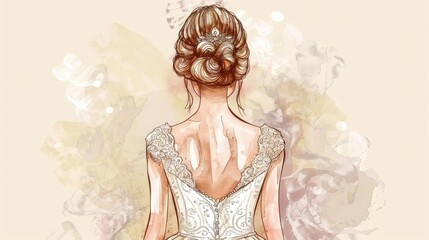 Fototapeta premium A beautiful bride in her wedding dress