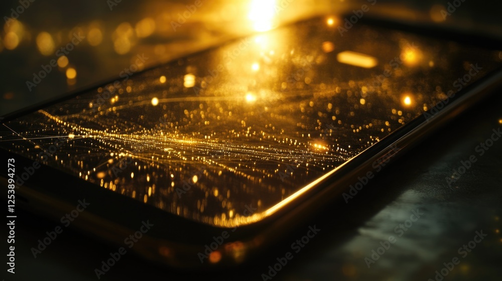Poster a close-up shot of a cell phone lying on a table