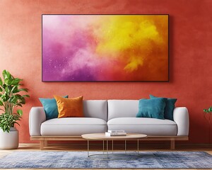 Abstract holi powder splash with rainbow palette
