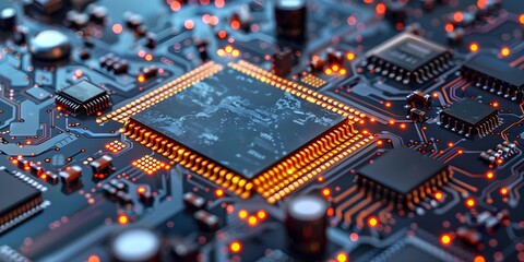 Fototapeta premium A close up of a processor chip on a circuit board 