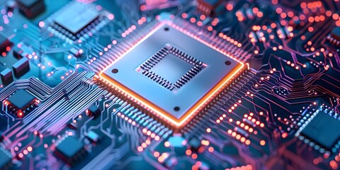 Obraz premium A close up of a processor chip on a circuit board 