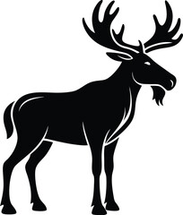 Moose Silhouette Vector Illustration White Background 