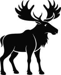 Moose Silhouette Vector Illustration White Background 