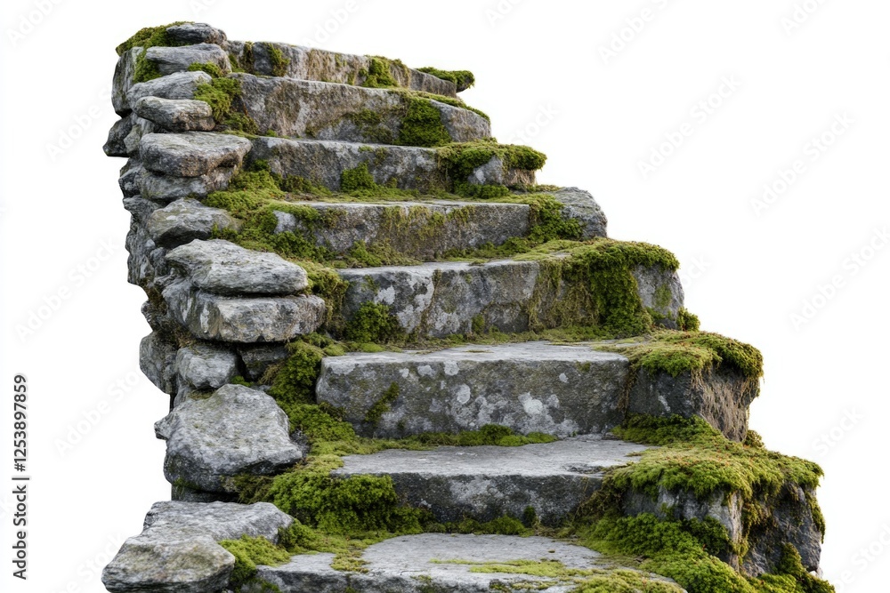 Aufkleber A set of old stone steps covered in moss, perfect for use as a background or to represent a natural setting