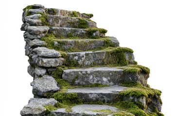 A set of old stone steps covered in moss, perfect for use as a background or to represent a natural setting © Fotograf