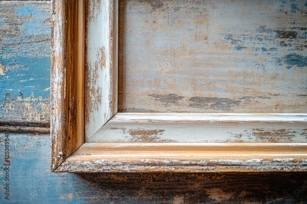 Poster close-up view of a window frame attached to a wooden wall, suitable for use in interior design or ar