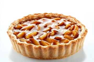 A slice of pie topped with caramel sauce