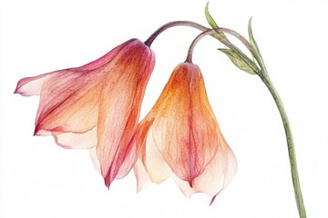 A close-up view of two flowers on a stem