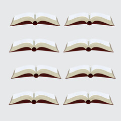 Red color opened ruled book, book with lines or multiple number of books vector illustration education study