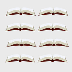 Red color opened ruled book, book with lines or multiple number of books vector illustration education study