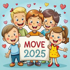 happy birthday card with children