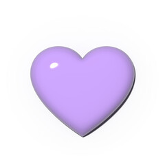 A luminous three-dimensional light purple heart emblem stands out against a pristine white backdrop emanating a sense of digital affection and modern design