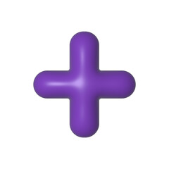 Obraz premium Purple cross icon: A 3D vector illustration against a pristine white background Features rounded edges Simple modern design icon