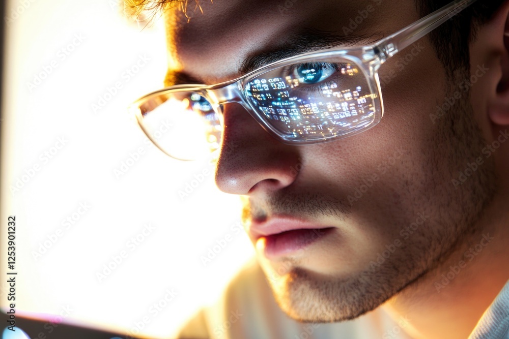 Aufkleber a person gazing at their mobile device, possibly checking notifications or scrolling through social 