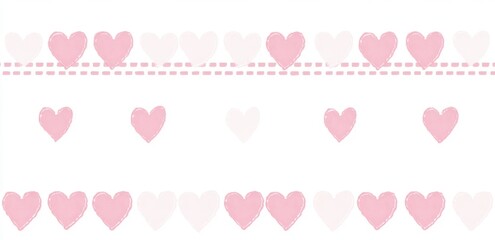 Pink hearts pattern with a dotted line