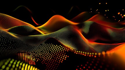 Fototapeta premium A futuristic 3D vector wave of moving pulsating dots creating dynamic abstract patterns