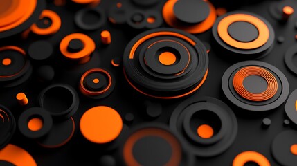 Abstract orange black circles background