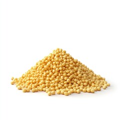 A pile of soybeans on a white surface
