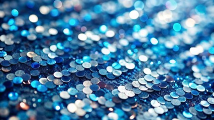 Blue shimmering sequin texture for digital art, fashion design, and party invitations