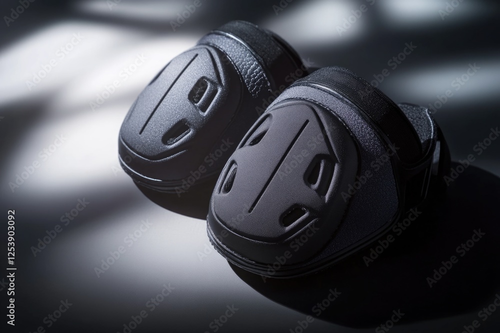 Poster knee pads placed on a table, ideal for use in various settings