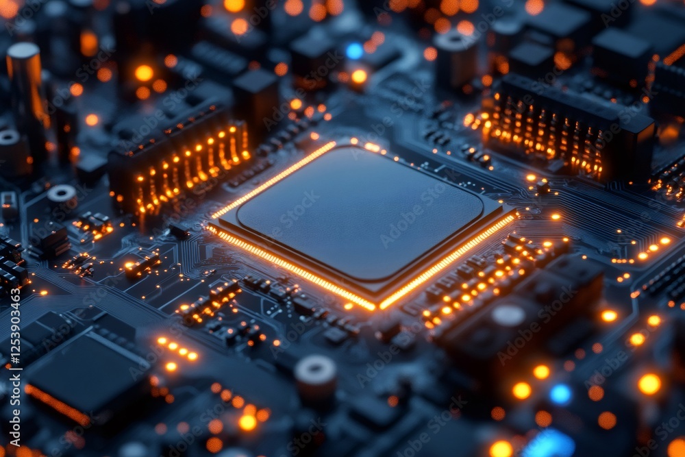 Aufkleber glowing circuit board showcasing advanced microchip technology