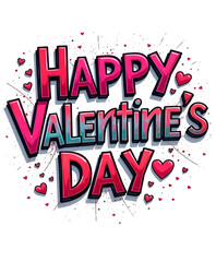 Pink Happy valentine's day lettering wording, Hand drawn lettering phrase, Calligraphy text t shirt design, Isolated on white background, svg Files for Cutting Cricut and Silhouette, EPS 10	