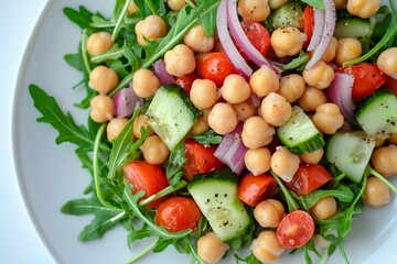 Vibrant chickpea salad bursting with fresh vegetables and flavors