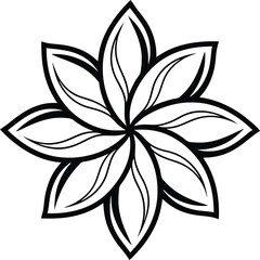 Obraz premium Stylish Black and White Floral Design Eight Petals Symmetrical