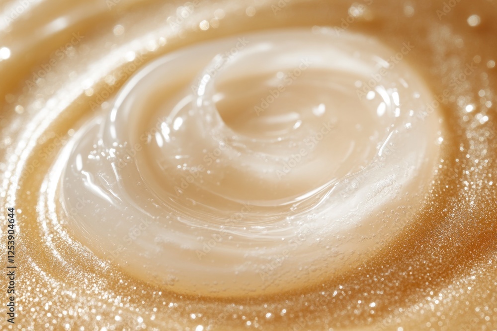 Poster a close-up shot of a swirling liquid with intricate patterns and textures