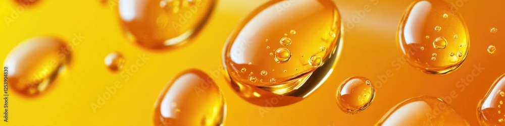 Poster a cluster of soap bubbles on a bright yellow background