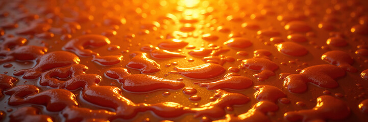 Melted wax droplets with warm glowing light
