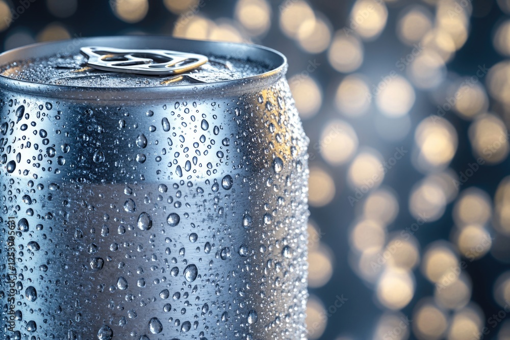 Aufkleber a can of soda with condensation droplets forming on its surface