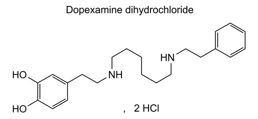 Chemical structure of dopexamine dihydrochloride, drug substance