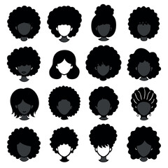 Collection of Diverse Afro Hairstyles Silhouettes