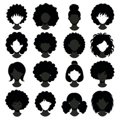 Collection of Diverse Afro Hairstyles Silhouettes
