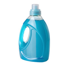 Vibrant Teal Plastic Laundry Detergent Bottle Against transparent background