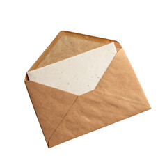 Empty kraft envelope with blank paper inside, ready for mail.