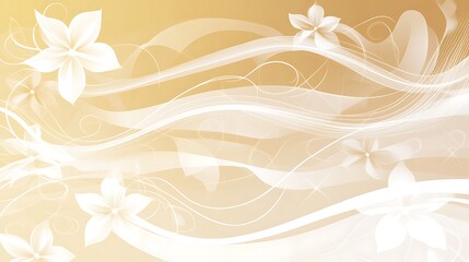 Obraz premium Golden floral wave background, design