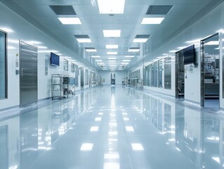 Obraz premium Microchip manufacturing process cleanroom environment industrial view chaos