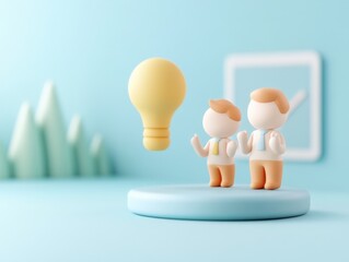 business idea illustration with lightbulb and teamwork