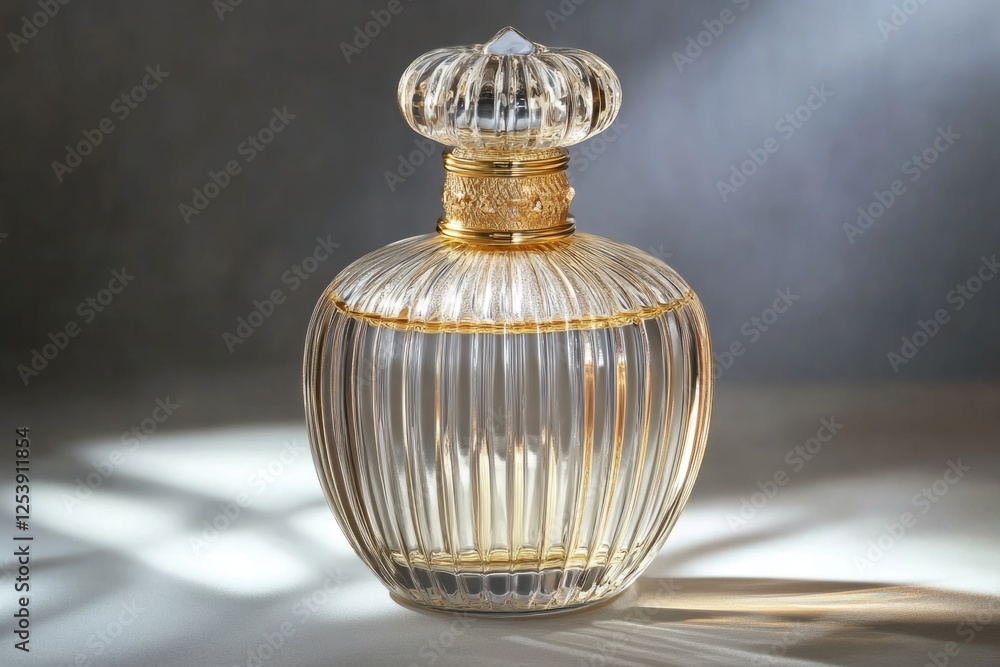 Poster a perfume bottle sits on a table, ready for use