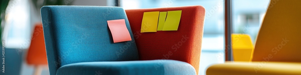 Poster a chair with a sticky note on the back, ready for notes and reminders