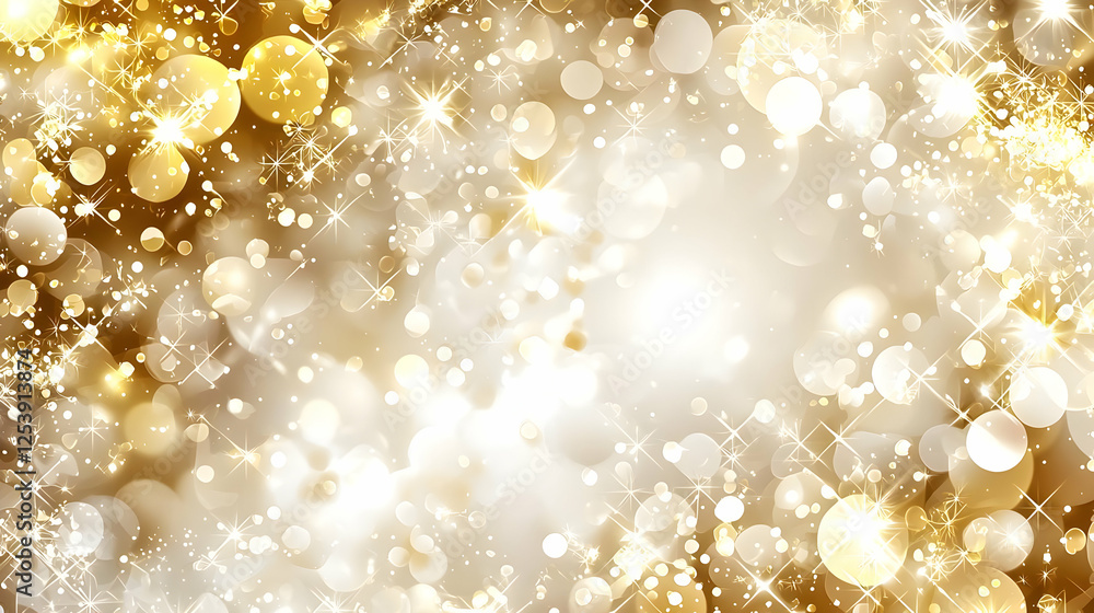 Poster golden bokeh background with shimmering lights and sparkles