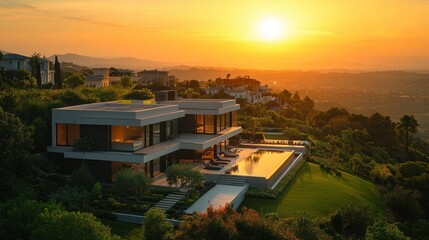 Luxury Villa Sunset: Panoramic Hilltop Residence